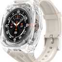 Delidigi Rugged Strap with Clear Case Compatible with Samsung Galaxy Watch Ultra 47mm, Sport Galaxy Watch Ultra Band with Protective Bumper Cover for Men Women