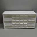 Akro-Mils 26-Drawer Plastic Drawer Storage Cabinet for Garage Organization, Bead Organizer, Building Bricks Storage, Teacher Toolbox, Makeup Organizer, 20" W x 6" D x 10" H, 10124 White