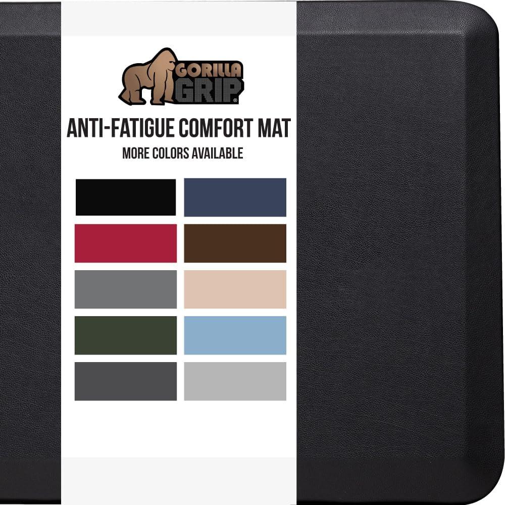 GORILLA GRIP Cushioned Anti Fatigue Mats for Kitchen Floor, Ergonomic Standing Office Desk Mat, Waterproof Scratch Resistant Pebbled Top, Supportive Comfort Padded Foam Rugs, 20x32, 3/4 in Thick Black