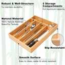 Besilord Silverware Organizer Kitchen Drawer Organizer Utensil Organizer Bamboo Silverware Holder Cutlery Organizer in Drawer Flatware Organizer Tray(5 slots, Natural