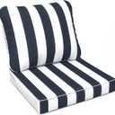 LVTXIII Outdoor Deep Seat Cushion Patio Seat and Back Cushion Set Seasonal Chair Cushion with Removable Cover and Adjustable Buckle for Home and Garden, 22"x22"x4", Cabana Navy