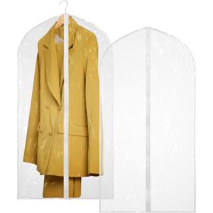 Handy Laundry Clear Vinyl Garment Bag - Protect Your Clothing While Traveling and Dust Free While Hanging in Your Closet. Ideal for Coats, Suits, Dresses or Gowns - Set of 2 (24 X 54 Inches)