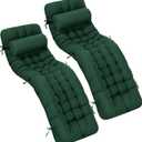 Tudomro 66'' Outdoor Chaise Lounge Cushion Waterproof Patio Pool Chaise Lounge Cushion with Headrest Pillow Tie Fade Resistant Replacement Longue Rocking High Back Chair(Dark Green,2 Pcs)