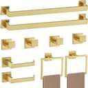 Brushed Gold Towel Bar Set Towel Holder Set,10-Piece Gold Bathroom Hardware Accessories Set,Stainless Steel Towel Rack Set for Bathroom Wall-Mounted,23.6-Inch