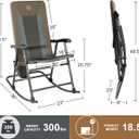TIMBER RIDGE Outdoor Folding Rocking Chair, 29" Padded High Back Neck & Back Support, Hard Armrests for Easy Stand Up, Stable Steel Frame Supports 300 lb, Quick Fold for Patio, Lawn & RV Camping,Brown, 36"d X 23"w X 40.5"h