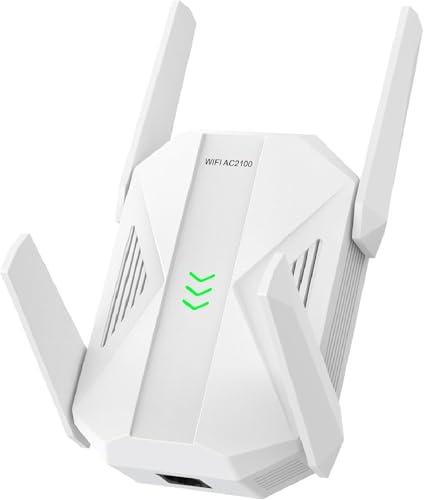 2100Mbps WiFi Extender -AC2100 WiFi Extender Signal Booster with Gigabit Ethernet Port, WiFi Booster Dual-Band(5.8G&2.4G) Coverage to 12888 sp.ft, Faster Speed, Compatible with Multiple Devices