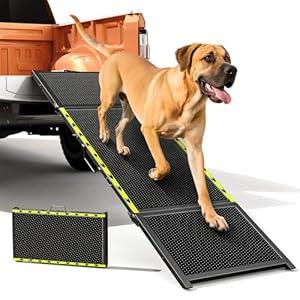 74'' L & 20'' W Longest Dog Ramp for Car - Extra Wide Portable Pet Dog Ramps for Large Dogs, Dogs Cars Ramp for Car SUV/ Truck/ RV/ Bed, Lightweight Ramps with Non-Slip Mesh Up to 300LBS, Black