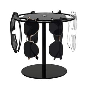 Fosinz Sunglasses Organizer Glasses Holder Stand Acrylic Eyeglasses Display Rack 360 Rotating Sunglass Holder with Anti-Slip Base for Tabletop Dresser (8”H x 7.87”W Black)