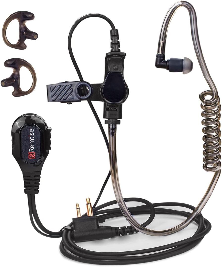 Acoustic Tube Earpiece with Mic for Motorola Walkie Talkies, Surveillance Headset and PTT Compatible with Motorola 2 Way Radios BPR40/CP/CLS/DTR/PR/RDU/RMU Series (Black)