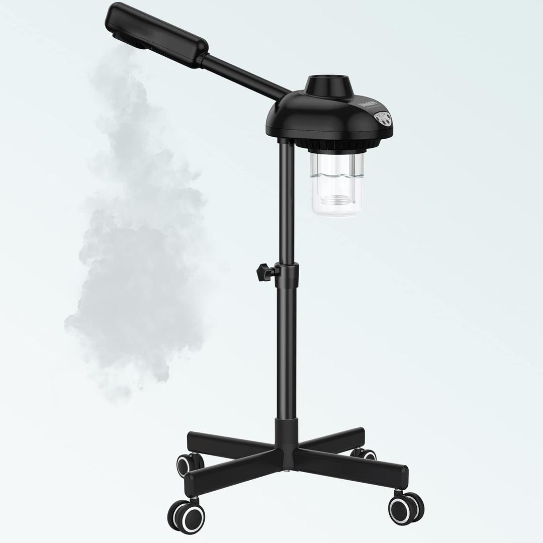 TASALON Steamer on Wheels for Professional Skin Rejuvenation, Facial Steamer Kit for Home, Spa, Clinic - Warm Mist, Face Humidifier - Pore Opener and Cleanser-Black
