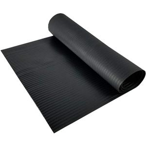 RESILIA Black Plastic Floor Runner - Embossed Wide Rib Waterproof Vinyl, Heavy Duty Protector Mat for Indoor Hardwood, Hard Floors, Garage, Entryway, Kitchen, & Outdoor Use, 27 x 6, Made in The USA