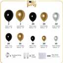 2 x Black Gold Balloon Arch | Black and Gold Balloon Garland Kit - Different Size Balck Gold Silver Balloons | 5/10/12/18 Inch Balloons for Halloween Happy New Year Anniversary Party Decor (Extra Large Pack - Black Gold)