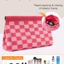 Small Makeup Bag for Purse,Cute Travel Makeup Pouch, Perfect Cosmetic & Toiletry Bag for Women, Lipstick Case & Brush Holder, Mini Vanity Organizer(LA_Light Brown-Beige)