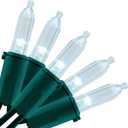 YULETIME Cool White LED Christmas Lights with Green Wire, 33 ft 100 Count UL Certified Commercial Grade Holiday String Light Set (Cool White - Green Wire)