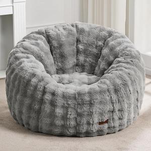 Hobestluk Large Beanbag Chairs for Adults Donut-Shaped Plush Sofa Couch
Grey, Oversized Bean Bag Chair with Foam Filling Cozy Lounger for Bedroom Living Room Reading, No Assembly