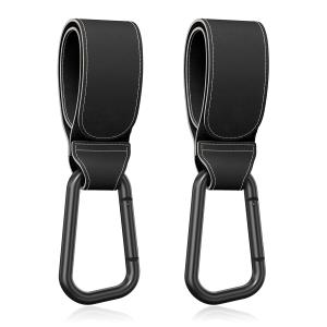 Baby Stroller Hooks for Hanging Bags, Universal Stroller Clips Accessories, Mommy Hook for Diaper Bag, Shopping Cart, Purse, Backpack - 2 Pack, Black