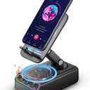 Hupoaf Adjustable Cell Phone Stand with Wireless Induction Bluetooth Speaker, HD Surround Sound for Home and Outdoors, Compatible with iPhone/iPad/Samsung Galaxy, Popular Gifts for Men Women Dad Mom