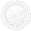 Ms Lovely Plastic Reef Charger Plates Glossy Finish - Set of 6 - Thick and Reusable - White