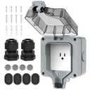 Outdoor Outlet Box, IP66 Waterproof Outdoor Outlet Box with Lockable Cover (Single Plug Socket)