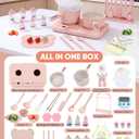 Cooking Sets Real Electric Dual Stove - Montessori Real Cooking Set with Mini Kitchen Tools, Safe Utensils, Apron & Cookware - Great for Pretend Play Montessori Learning (Pink)