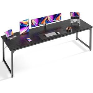 Huuger Computer Desk, 80 Inch Office Desk, Gaming Desk with Storage, Writing Desk Work Desk for Home Office, Study, Long Simple Desk, Large Legroom, Metal Frame, Black