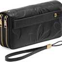 GAEKEAO Wallet for Women Clutch RFID Blocking Wristlet Leather Purse Large Capacity Credit Card Holder with Grip Hand Strap