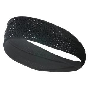 Natalie Mills Black Elastic Headband for Ladies with Austrian Crystal - Yoga Headband - Activewear & Yoga Hair Accessory for Women Interested in Fashionable Activewear Headbands