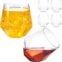 LUODA 32 Pack Clear Plastic Stemless Wine Glasses, 12 Oz Clear Plastic Diamond Glasses, Disposable Whiskey Glasses for Birthday, Housewarming Wine Glasses For White Wine