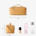 EACHY Travel Makeup Bag, Large Capacity Cosmetic Bag for Women, Waterproof PU Leather, Flat Open Portable Toiletry Bag for Skincare, Brushes & Travel Essentials