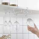 LINFIDITE 2 Pack Wine Glass Holder Stemware Rack Hanger Under Cabinet Wine Glass Rack Kitchen Hanging Storage Rack Organizer,White(For Partition Thickness under 0.98")