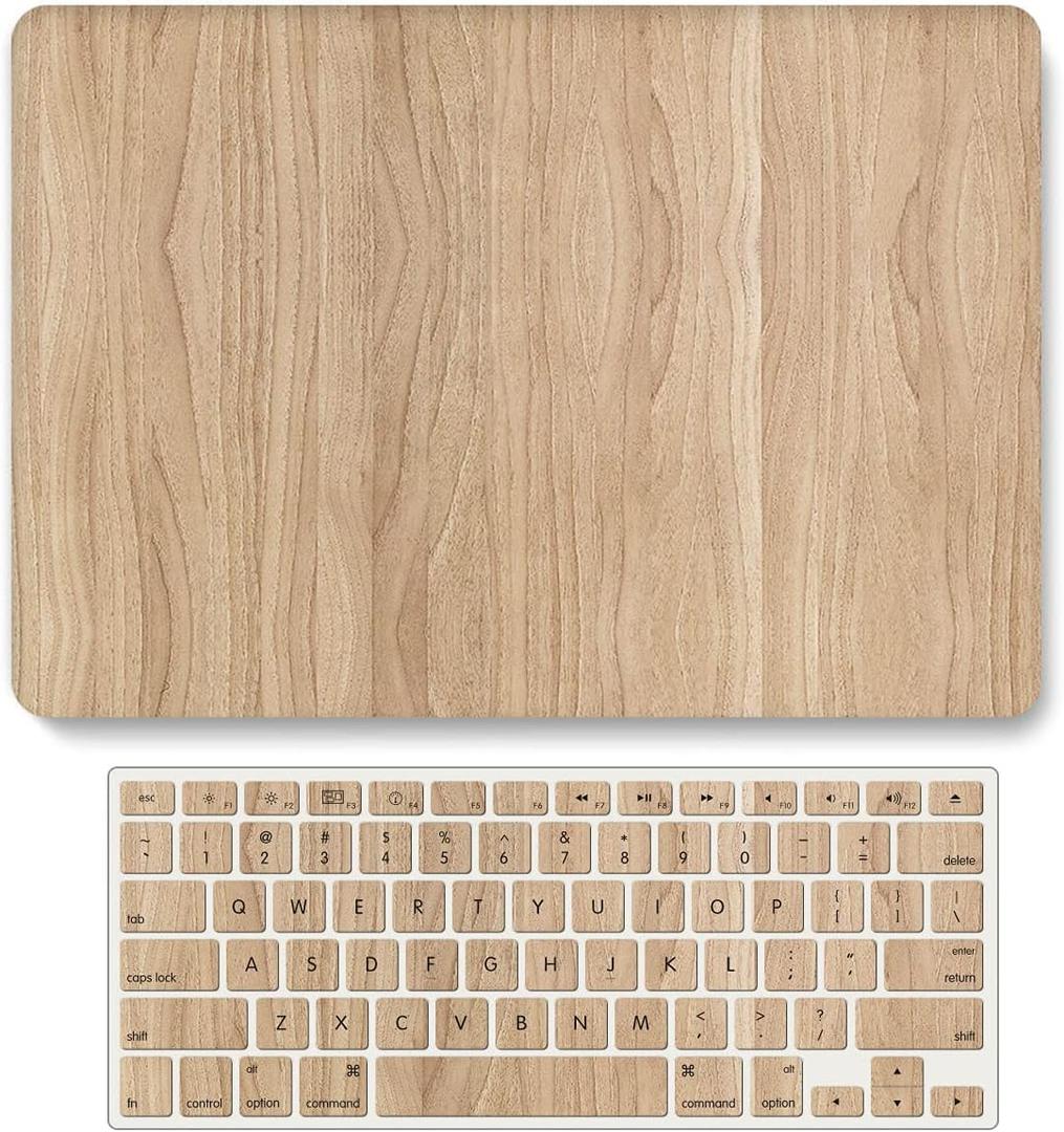 Bandless Case Compatible with MacBook Air 13 Retina 2020 2019 2018 Model A2337 M1 A2179 A1932, Plastic Protective Hard Shell + Keyboard Cover for inch Touch ID - Wood Grain
