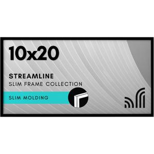 Americanflat 10x20 Picture Frame with Polished Plexiglass - Streamline Collection - Thin Border Picture Frame for Wall Display - Hanging Hardware Included - Black