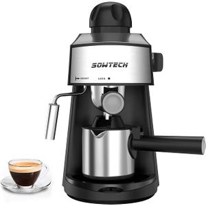 Espresso Machine 3.5 Bar 4 Cup Espresso Maker Cappuccino Latte Machine with Steam Milk Frother and Stainless Cup