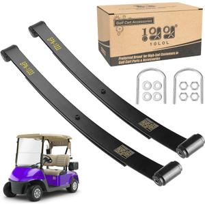 10L0L Heavy Duty Rear Spring Kit for EZGO RXV 2008-up Golf Cart, Dual Action 2 Leaf Spring with Bushings Sleeves U Bolts, OEM# 603498 604494