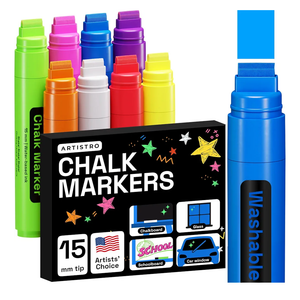 ARTISTRO 8 Liquid Chalk Window Markers for Car Glass Washable - Jumbo Tip 15 mm - Vibrant, Erasable, Non-Toxic Markers for Glass, Signs, Windows, Cars, Chalkboard for Kids & Adults
