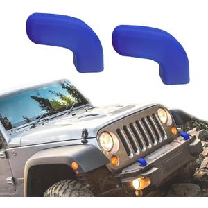 2PCS Bumper Tow Hook Covers, Tow Hook Protector, Front Bumper Tow Hook Rubber Sleeve Protectors Compatible with 2007-2025 Jeep Wrangler JK JKU JL JLU & Jeep Gladiator JT Exterior Accessories (Blue)