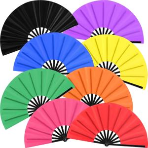 Blulu 8 Pcs Large Folding Fans for Line Dancing 13 Inch Boots on The Ground Fan for Line Dancing for Women Men (Classic Color)