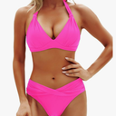 Yonique Women Two Piece Bathing Suits Push Up Bikini Set Halter Swimsuit Vintage Swimwear