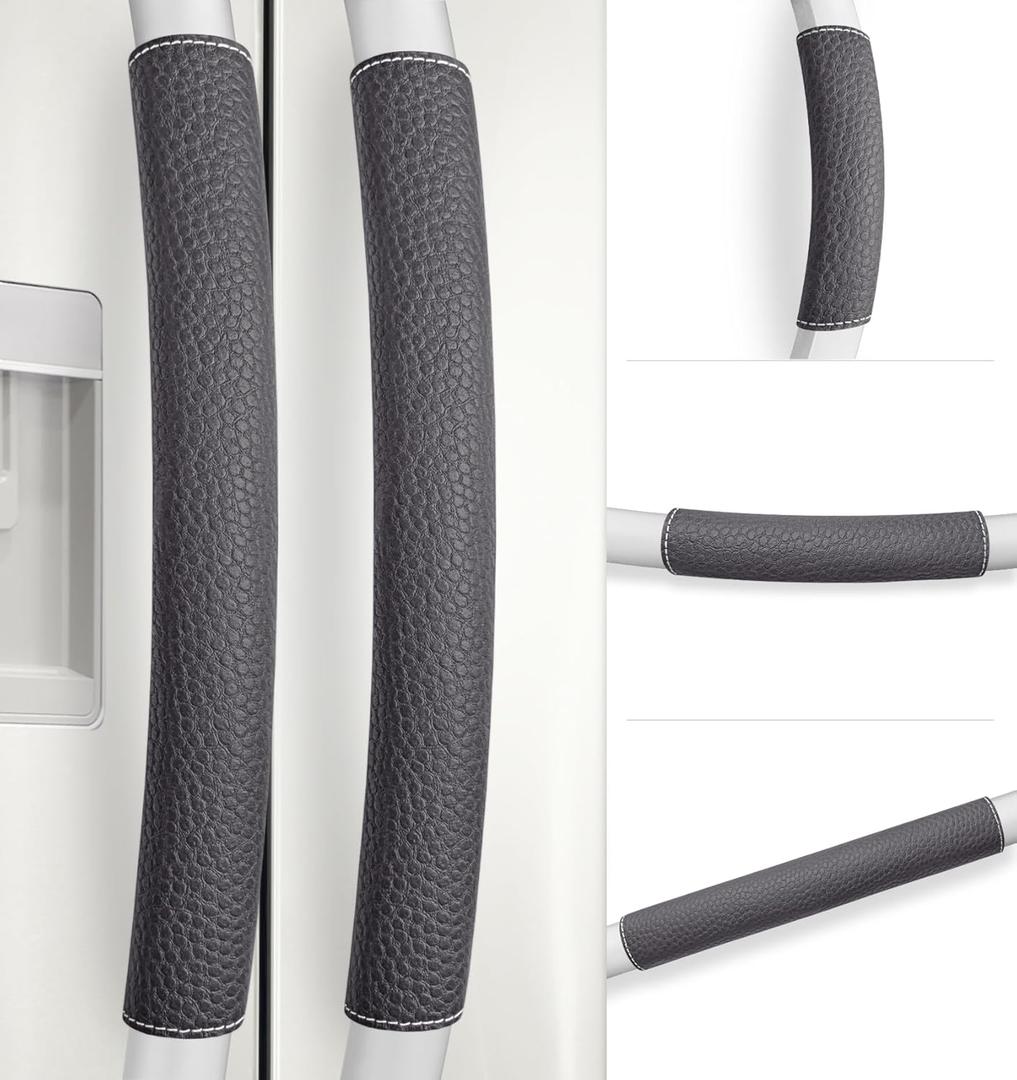 Refrigerator Handle Covers, 5 PCS, Adjustable Appliance Handle Covers, Keep Your Kitchen Clean, Microwave Oven Stove Dishwasher Handle Protector, Non Slip Fridge Handle Cover (Charcoal Black)