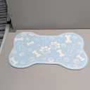 Dog Cat Mat for Food and Water,Rapid Absorbent Pet Feeding Mat, Bone Shaped Dog Placemat Bowl Mat with Rubber Backing,No Stains Pet Food Mats Indoor, Pet Accessories Supplies,Blue 16"24"