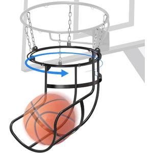BeneLabel 360 Swivel Track Basketball Return Attachment with Quick Connect Chain Basketball Rebounder for 18" Rim Hoop Ball Return for Basketball Hoop for Outdoor/Indoor Shooting Training
