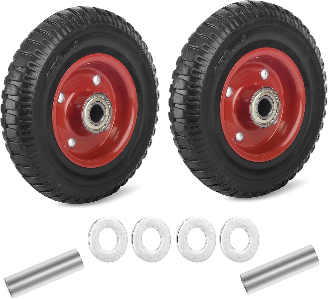 8 Inch Caster Wheels, Industry & Farms All-Terrain Heavy Duty Rubber Caster Wheel,Metal Ball Bearing Wheels Load 1200lbs,for Logging Cart, Dolly, Trolley, Wagon and Chicken Coop