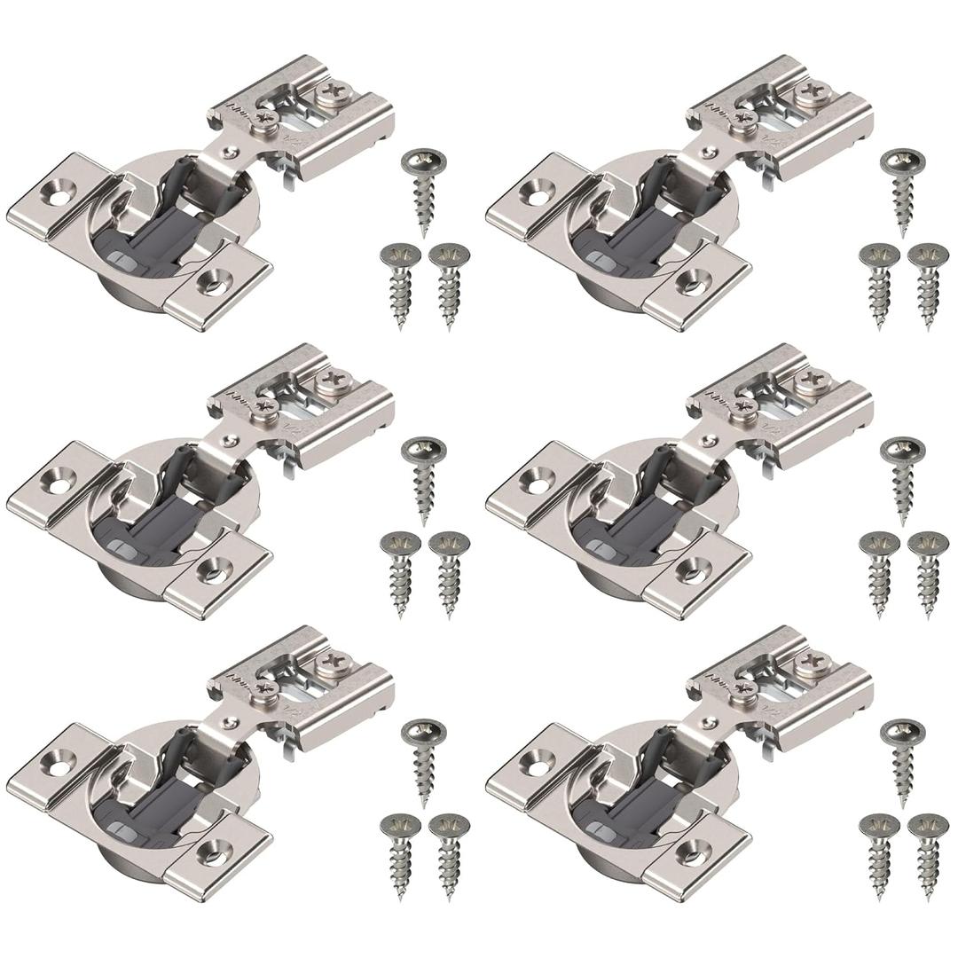 Blum Compact BLUMOTION Hinge (3 Kits), 1/2" Overlay, 105 Opening Angle, Steel, Integrated Soft-Close Hinges for Face Frame Cabinets