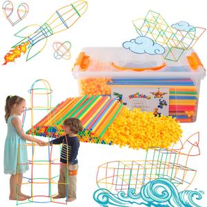 ZOZOPLAY Straw Constructor STEM Building Toys 400 Piece Straws and Connectors Building Sets Colorful Motor Skills Interlocking Plastic Engineering Toys Best Educational Toys Boy & Girl