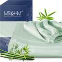 MR&HM King Fitted Sheet Only, Ultra-Soft Rayon Derived from Bamboo & Polyester Blend, Silky & Breathable, 15" Deep Pocket with Elastic Straps, Cooling Fitted Sheet for Hot Sleepers, Sage Green