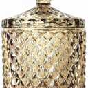 YILUSHENGHUA Colorful Glass Jar With Lid,Candy Cookie Jars,Jewelry Box,Buffet Jar Biscuit Containers Food Storage,Cottage Core Decor(Tawny)