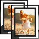 5x7 Picture Frames Black - Set of 2, HD Real Glass 5 by 7 Photo Frame for Tabletop Display, Wedding Birthday Mothers Day Gifts (5 x 7, Black)