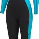 Hevto Women Wetsuit 3/2mm Neoprene Wet Suit Keep Warm in Cold Water for Surfing Swimming Diving (10S, W1-3/2mm-Black Zip-Blue)