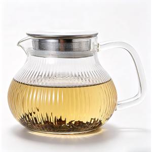 Glass Teapot with Stainless Steel Filter Lid, 20 oz (600 ml) Borosilicate Glass Tea Pot for Loose Leaf Tea Steeper, Tea Kettle for Blooming