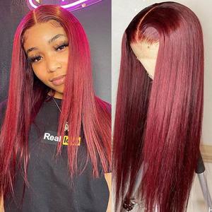 99J Burgundy Lace Front Wig Human Hair Red Straight Human Hair for Black Women 13x4x1 T Part HD Lace Frontal Wigs Pre Plucked with Baby Hair 150% Density (22 Inch, 99J)